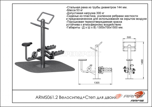 Велосипед + Степ для двоих ARMS ARMS061.2 фото 2
